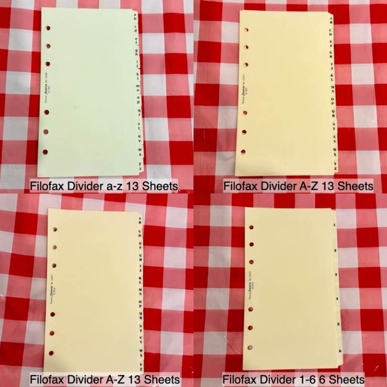 Filofax Dividers - Personal Size £3 per set or all 4 sets for £10.