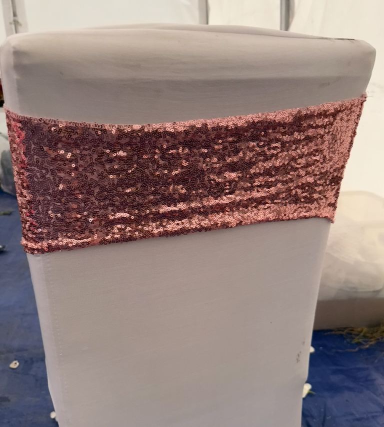 image for Chair bands x 92 sequin pinky rose gold 
