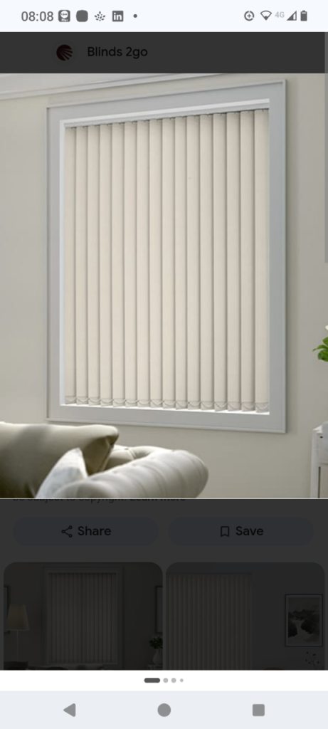 Vertical blinds. Cream. Width 1280, drop 1440. 