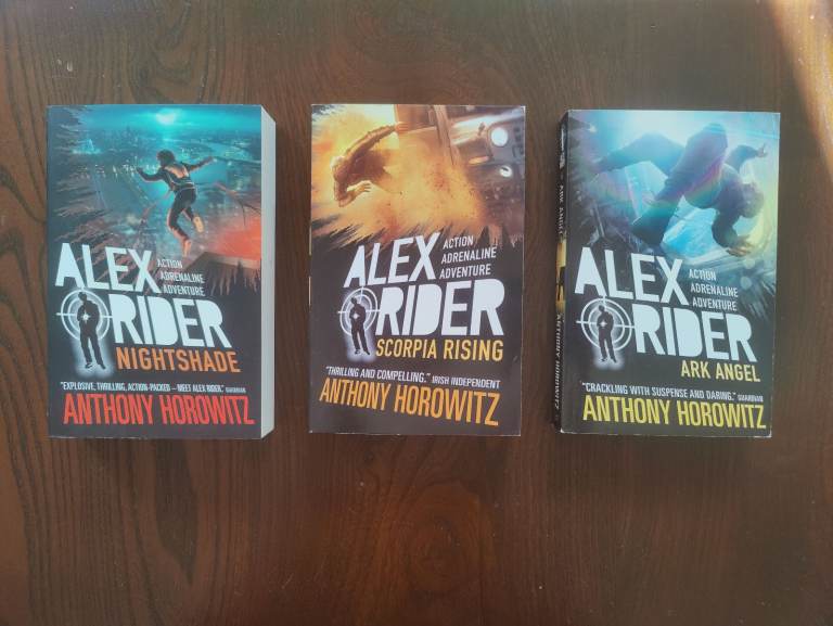 Alex Rider Books by Anthony Horowitz – Nightshade, Scorpia Rising, Ark Angel. New