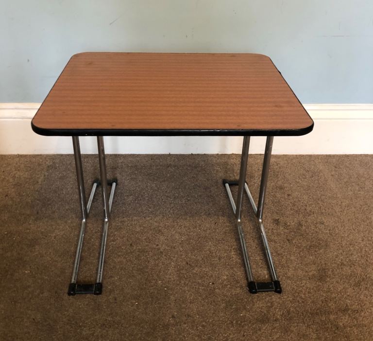 Vintage Unusual Melamine and Crome Coffee Table H14.5in/37cm W18in/46cm D16in/41cm   P017