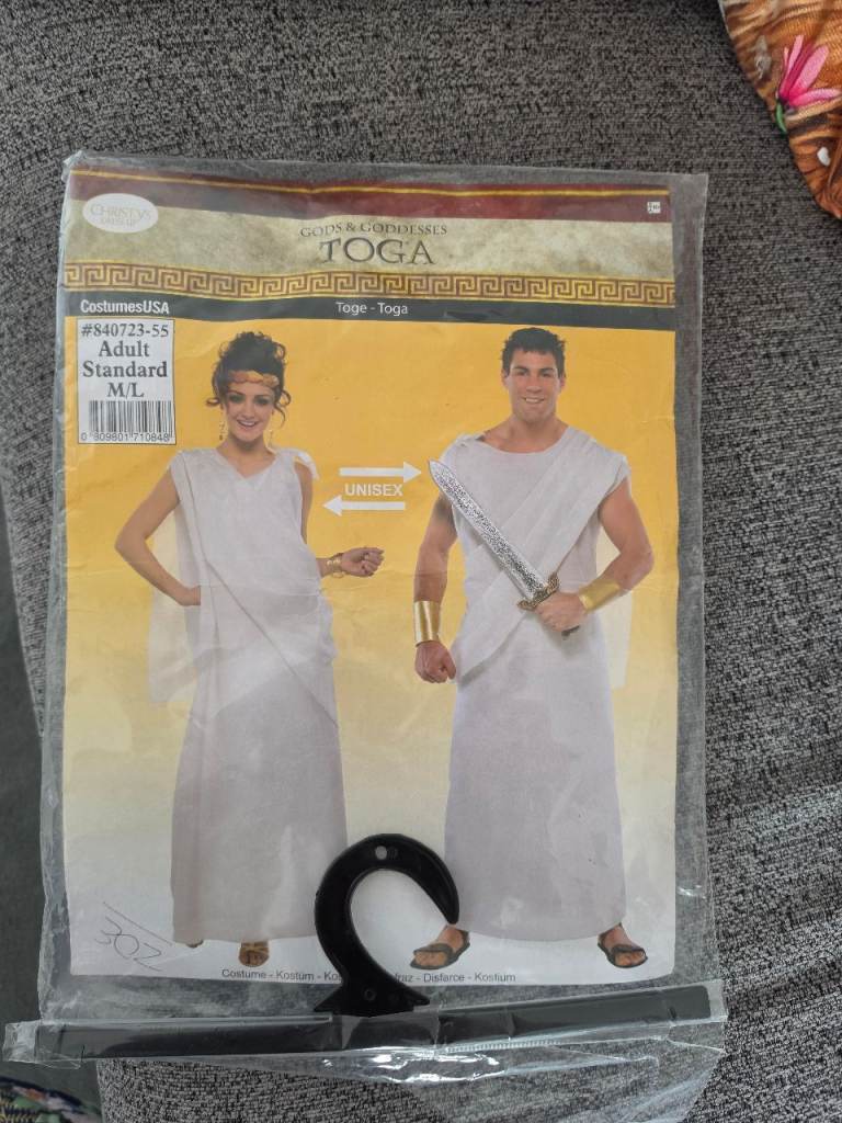 Adults Toga Dress-Up Costume White M/L