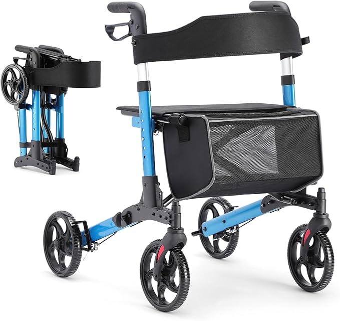 	 HEAO Rollator Walker, Folding Rollator Walker with Seat