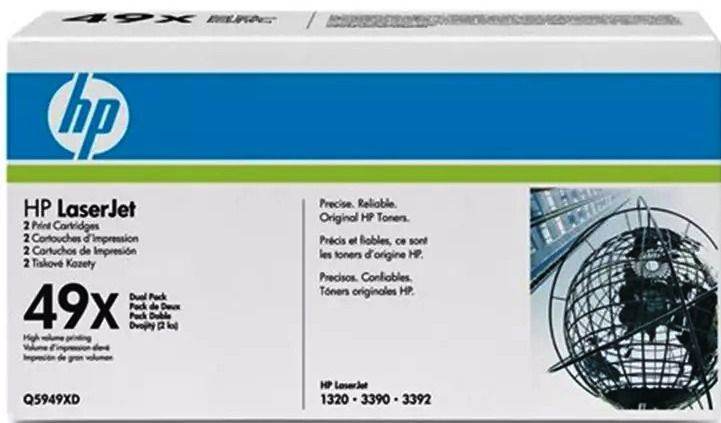 HP 49X Q5949XD Pack of 2 LaserJet Toner Print Cartridges Black