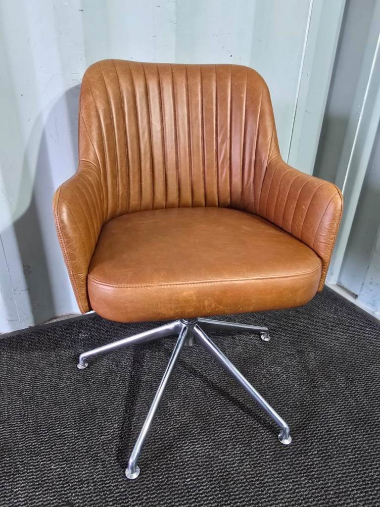 Gallery Home Brown Genuine Leather Swivel Office Chair