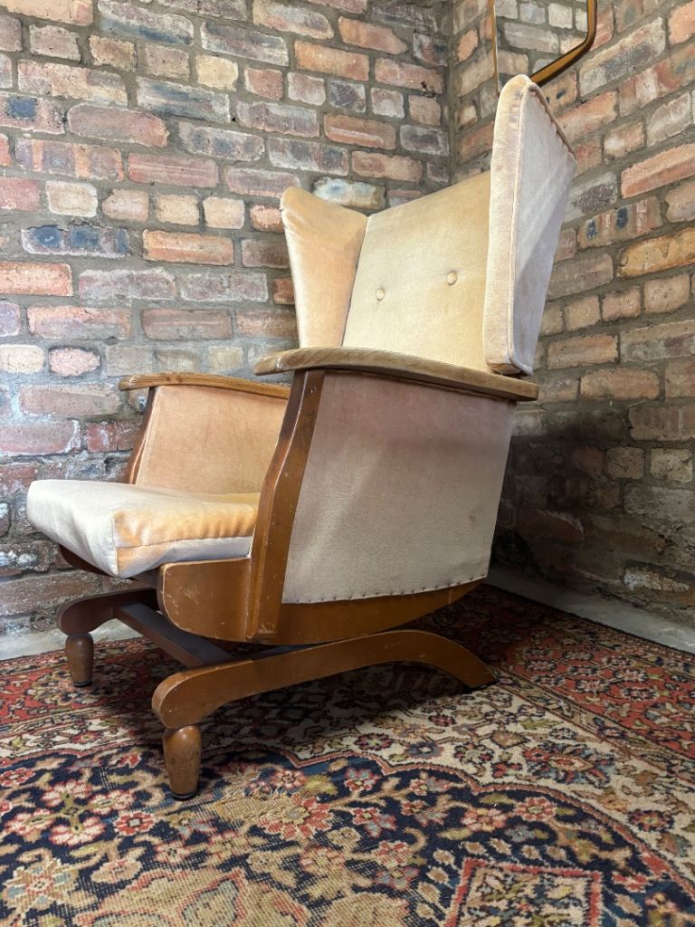Vintage Mid Century Wingback Rocking Chair 