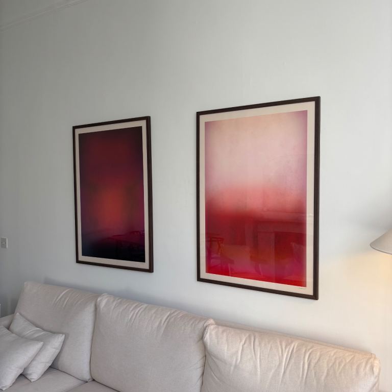 Det of print/paintings with wooden frames