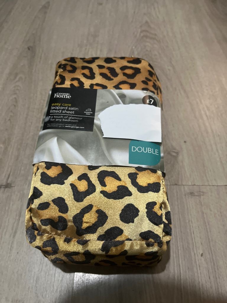 GEORGE double leopard print satin fitted sheet
