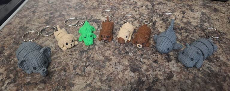 Cute knitted animal keyrings