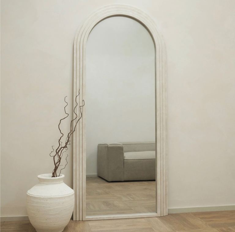Large Full Length Arched Concrete Mirror 180cm x 90cm designed in-house by William Wood Logo