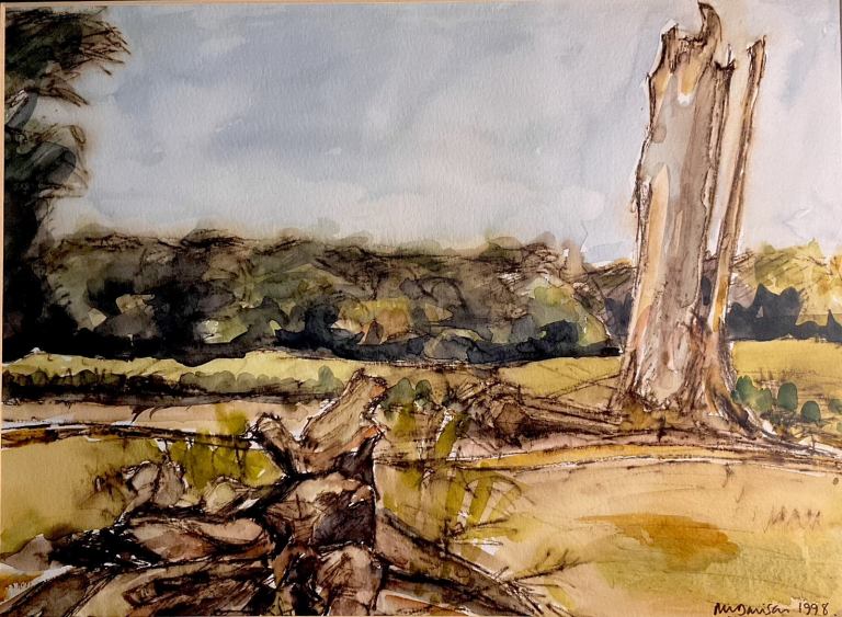 Martin Davison Original Watercolour Old Stumps at Pen Ponds