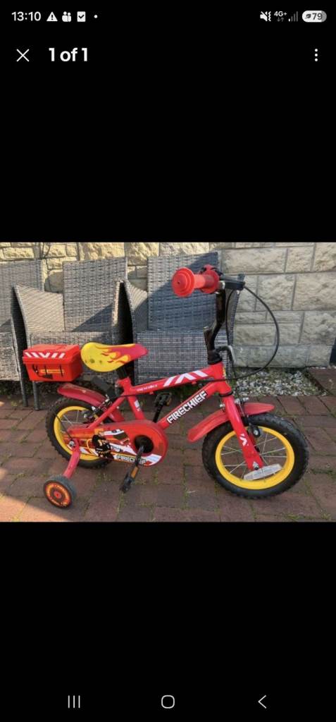 Kids Fire Chief Bike with Stabilisers and Storage Box