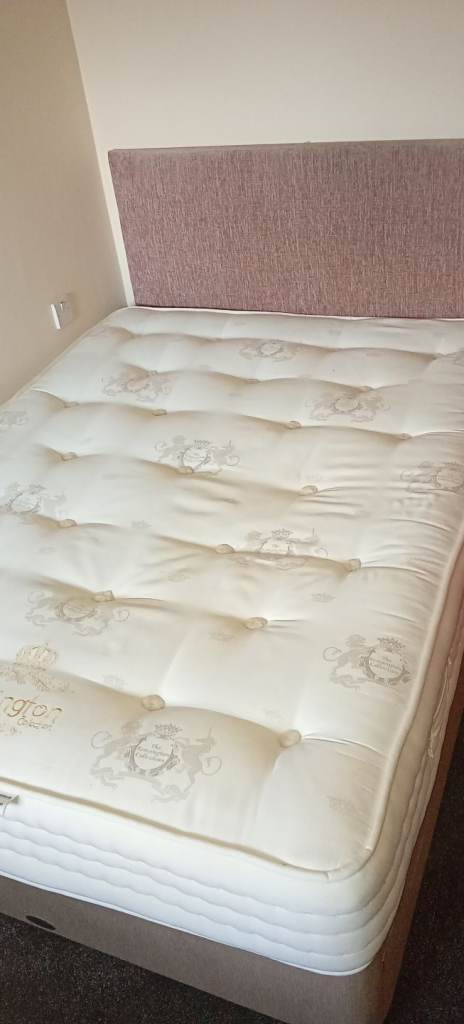 Double bed, mattress and headboard