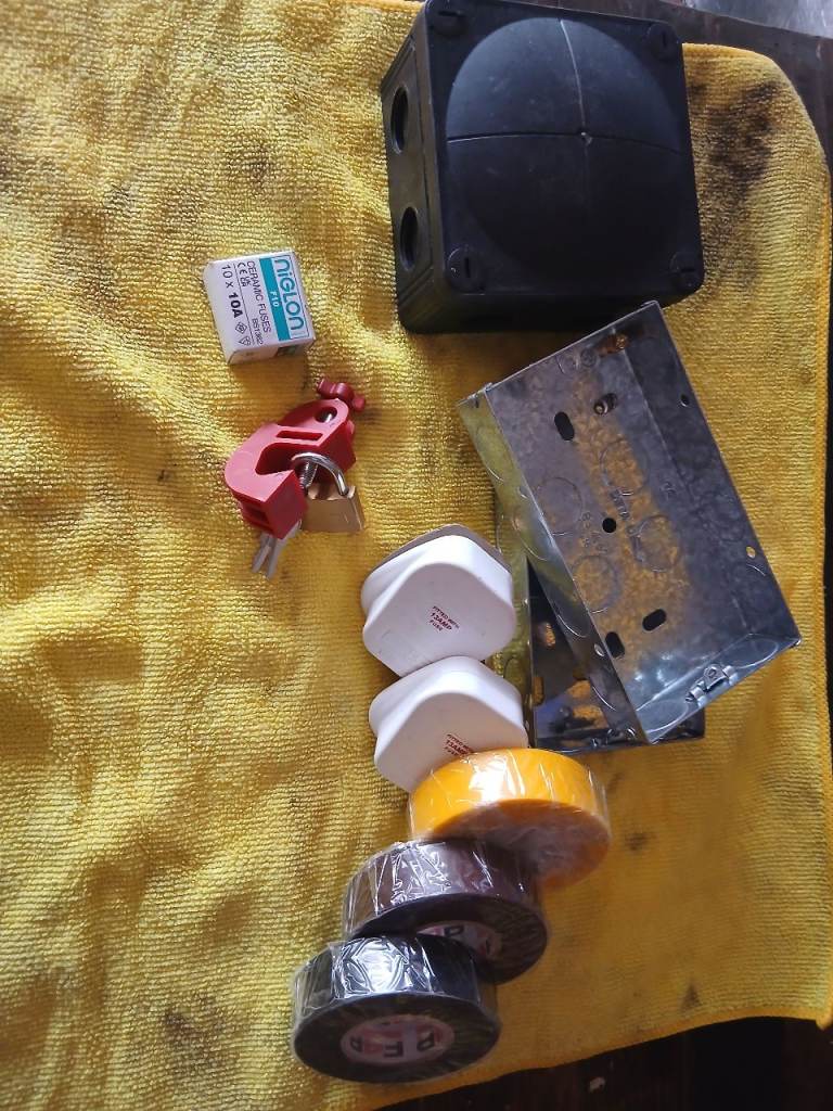 Electrical Box, Plugs, and Tapes – Good Condition