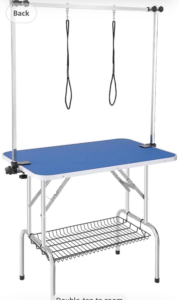 Grooming table with small dog hammock