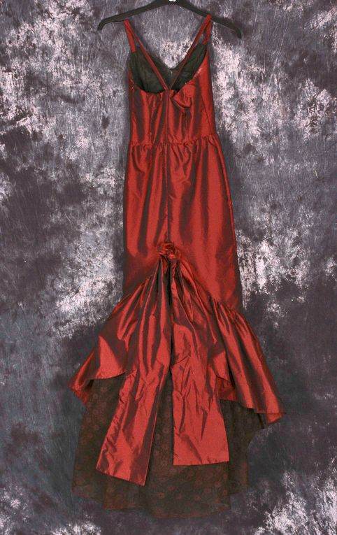 Burgundy party bustle style dress