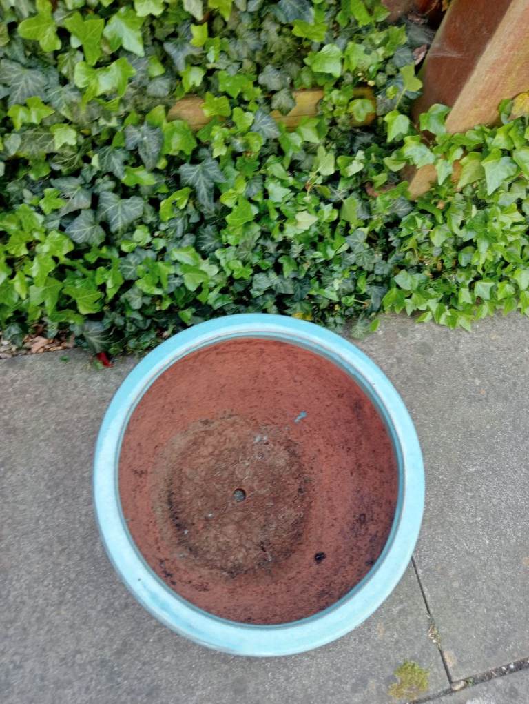 Large terracotta green glazed planter 