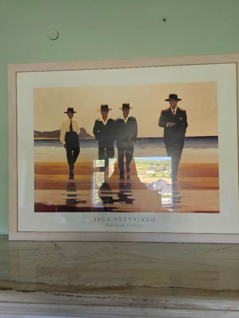 Jack Vettriano Print in White Frame Beach Scene
