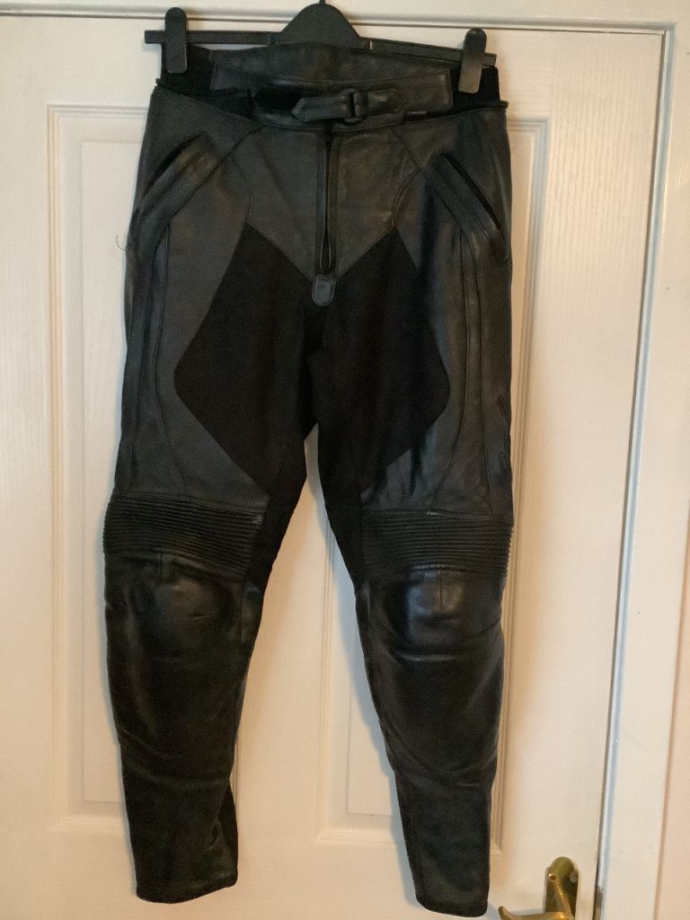 RST Black Leather Motorbike Trousers, Ladies Size 10. 