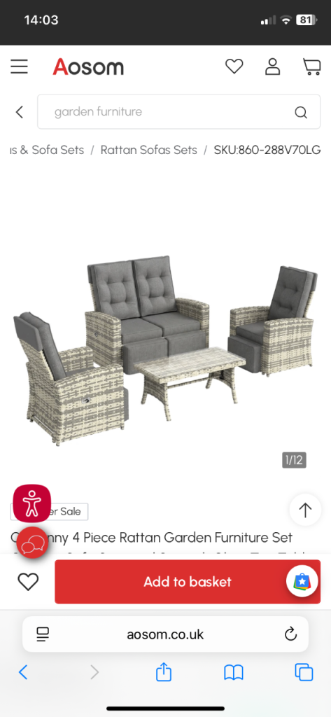 4 Piece Rattan Garden Furniture Set with Cushions