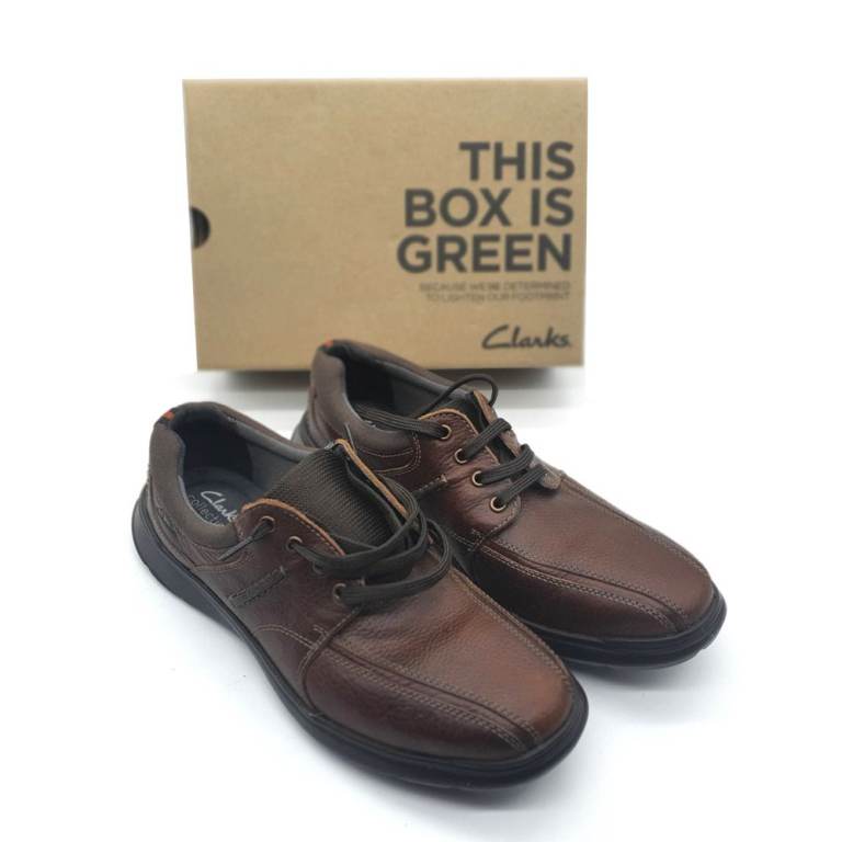 * CLARKS MENS SHOES TRAINERS SIZE UK 11 EU 46 REAL LEATHER BROWN WITH LACES *