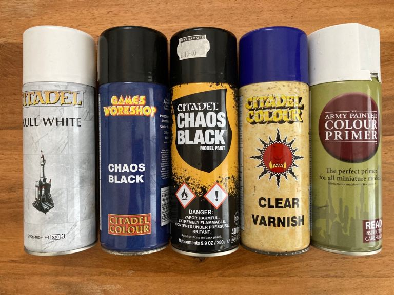 Warhammer Games Workshop Citadel Colours Spray Paints, Varnish & Primer Job Lot