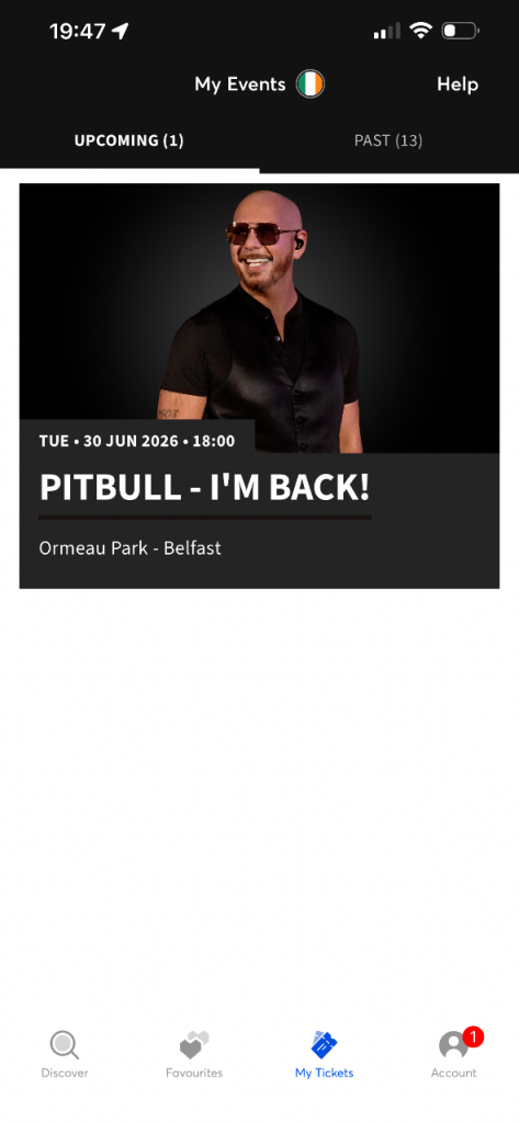 2x Pitbull Belsonic tickets 30/06/2026