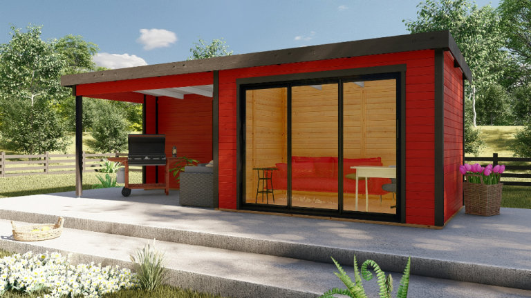 Garden Office with porch 3.6mx2.4m+3.6m