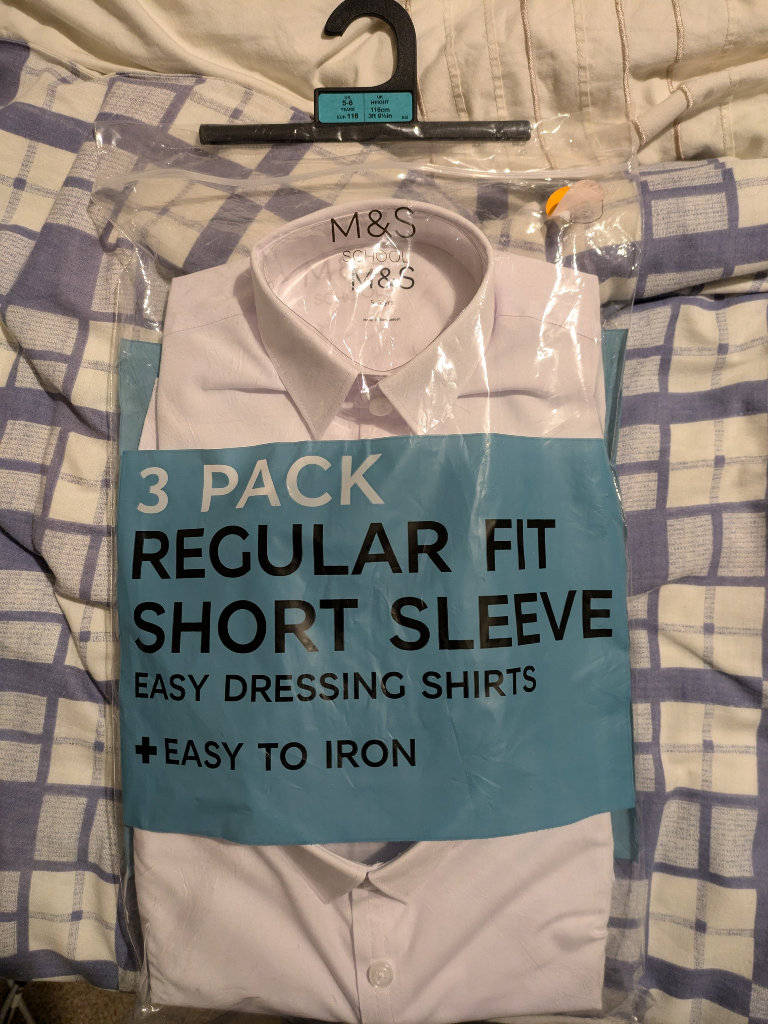 New M&S School shirts,  5-6 years age