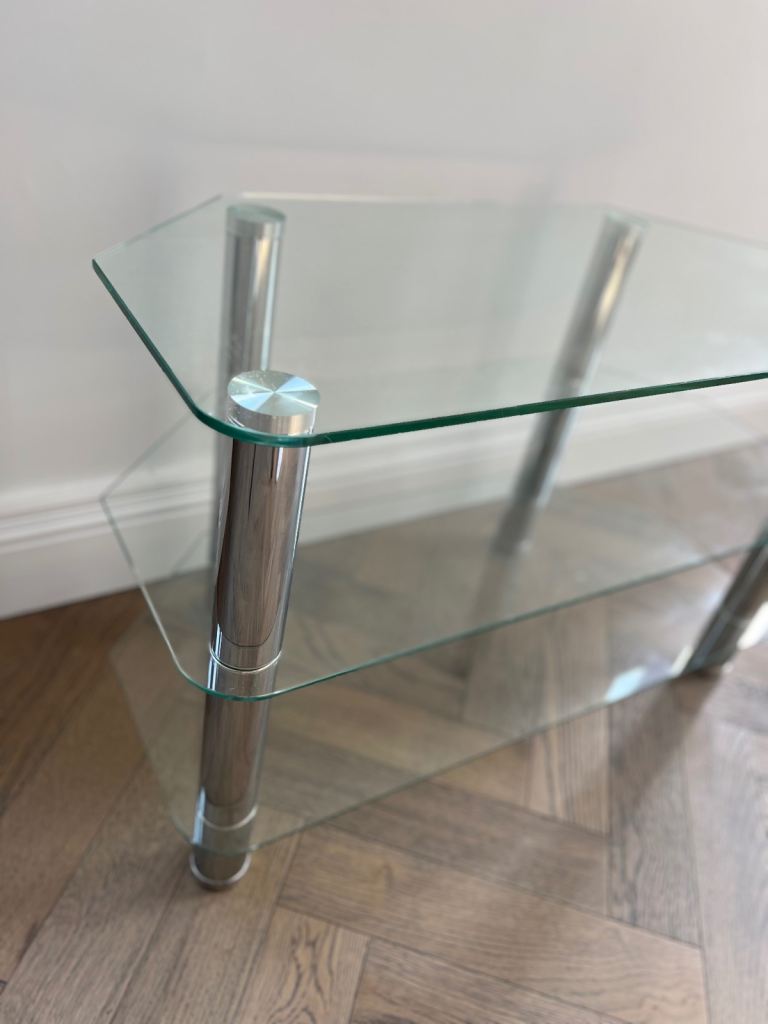 Argos Home Matrix Glass Corner TV Unit - Clear & Chrome