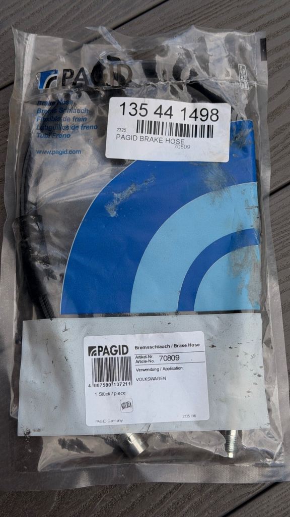 Pagid Brake Hose fits VW TRANSPORTER Mk5 2.5D Front 03 - 09 Hydraulic 70809