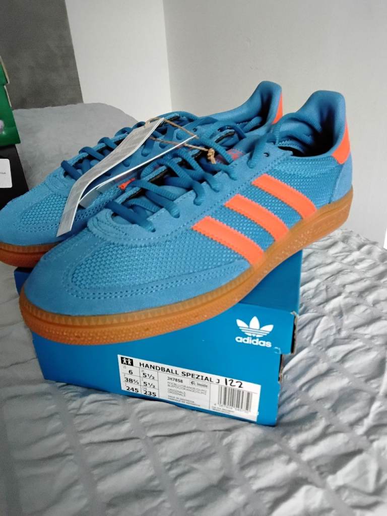 Adidas Handball Spezial Trainers Shoes Blue Orange UK 5.5 | JH5445 - BRAND NEW 