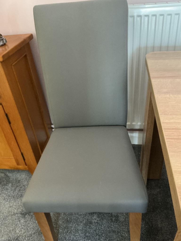 Dining Table and 4 Chairs – Grey and Wood, Good Condition
