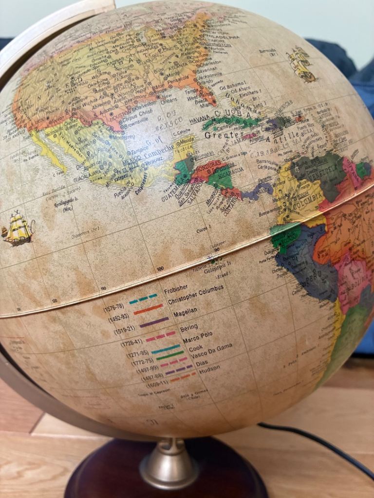Light up Globe with historic journey routes - Good Condition