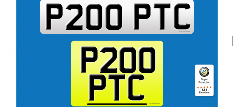 P200 PTC private cherished personal Personalised registration plate number 