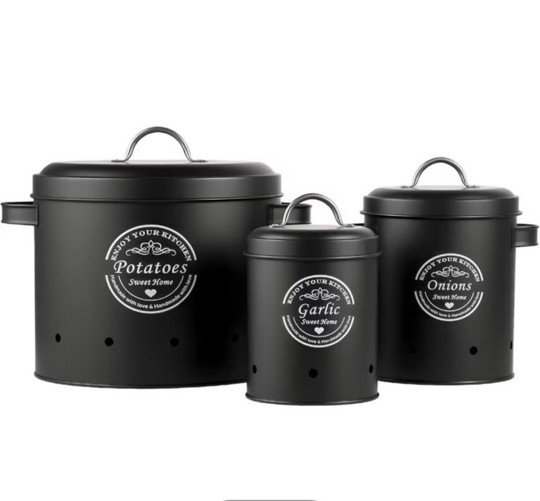 Retro Canister Set of 3 – Potato, Onion, Garlic Storage Containers