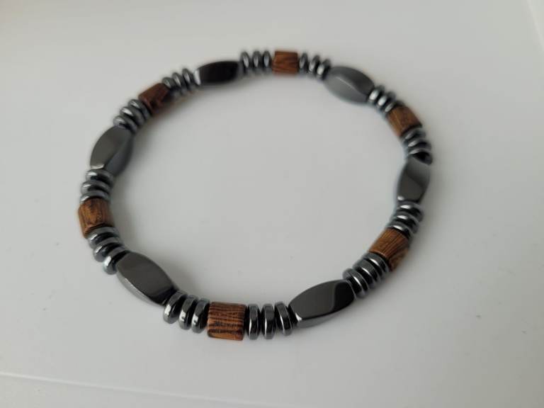 Mens metal and wood bracelet 