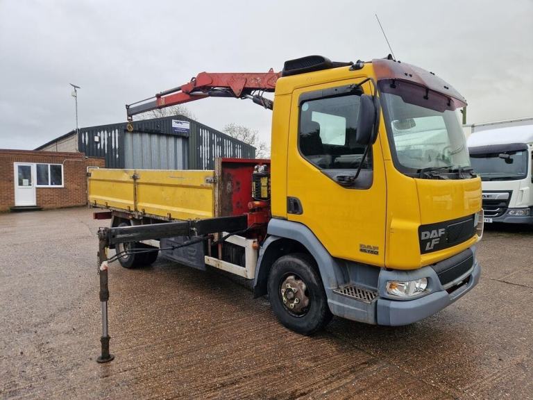 Daf LF 45-150, 2006, 14ft Dropside Flat Body Truck, Fassi F50 Crane 407000 Kms