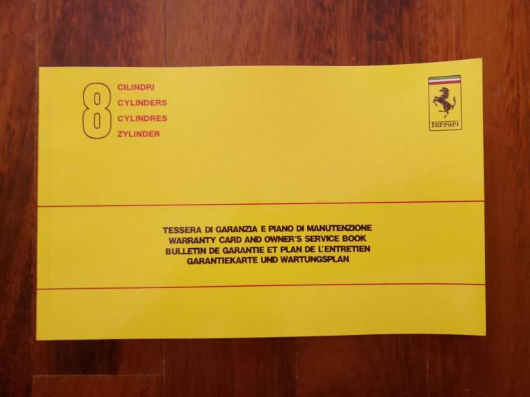 Ferrari warranty manual book service 208 328 348 Mondial 