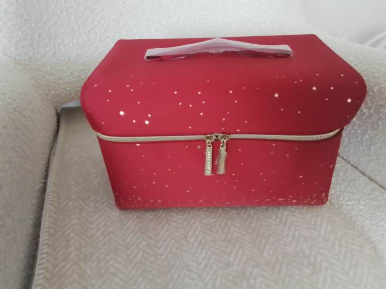 Make Up Vanity Case Brand New In Soft Red Fabric 
