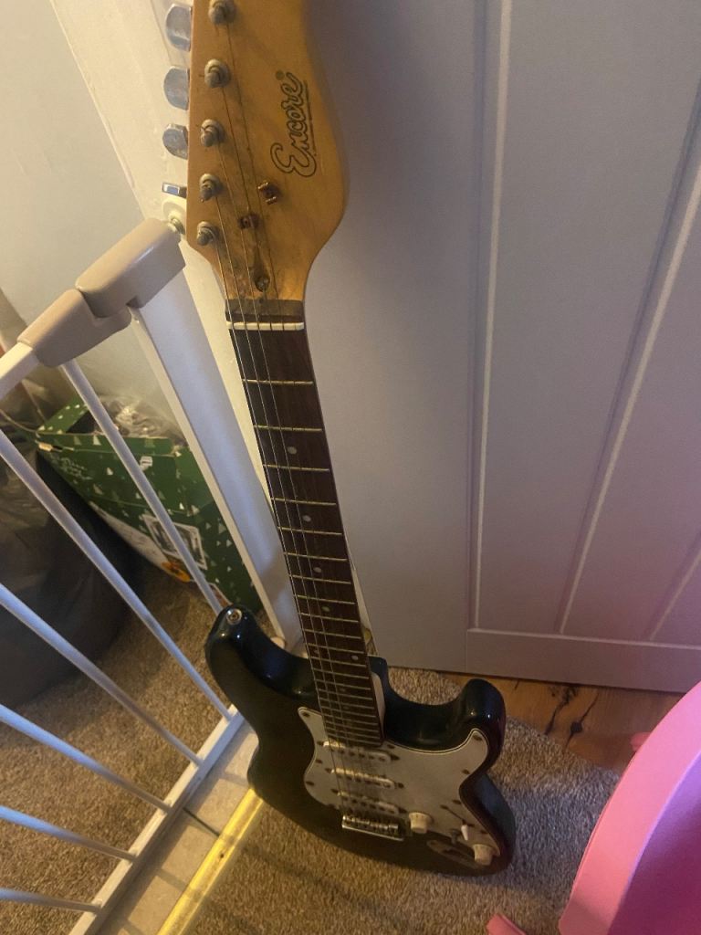 Encore E6 electric guitar in a black finish