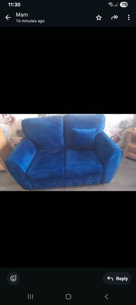 Velvet 2 seat sofa and chair