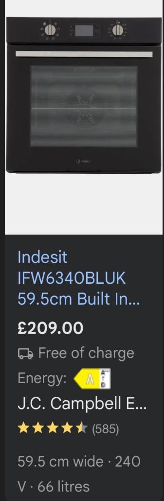 image for SEALED BRAND NEW - Indesit Black Built-In Electric Oven