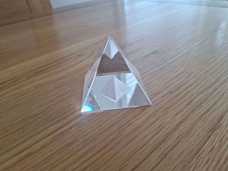 Glass pyramid ornament