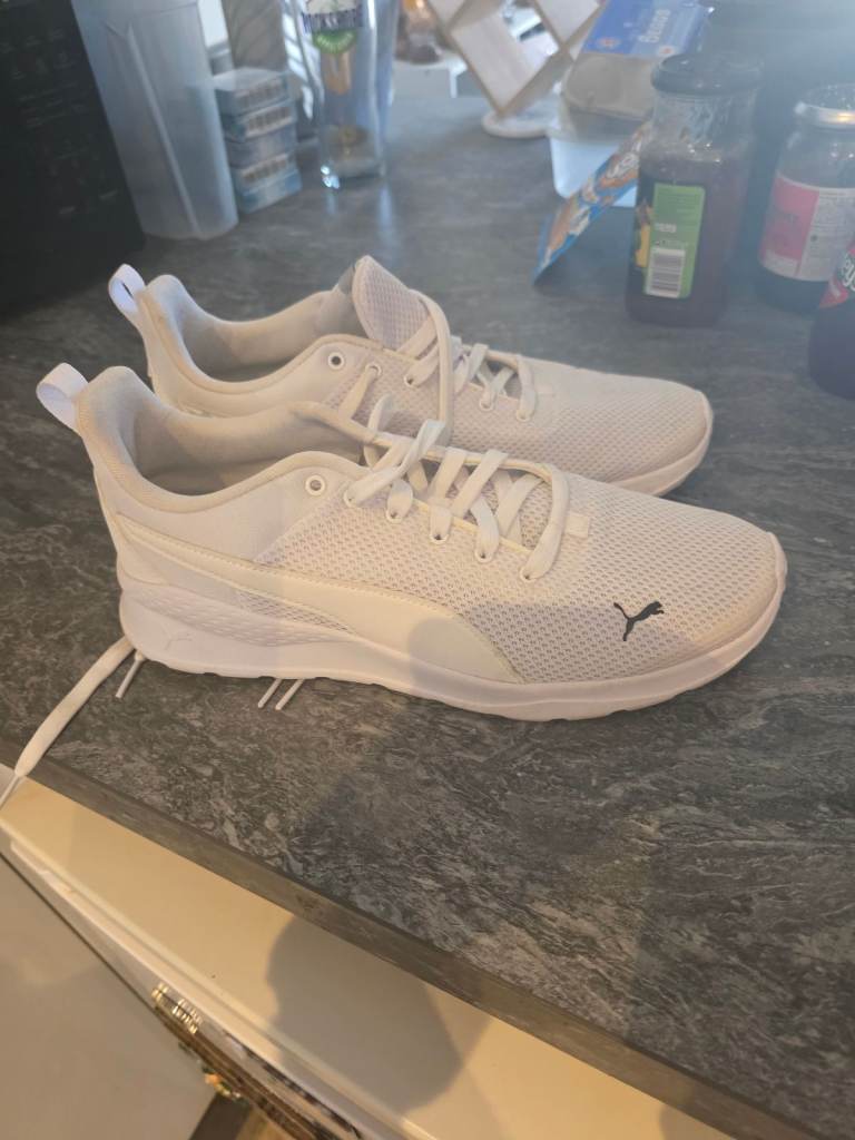 White puma trainers  size 9