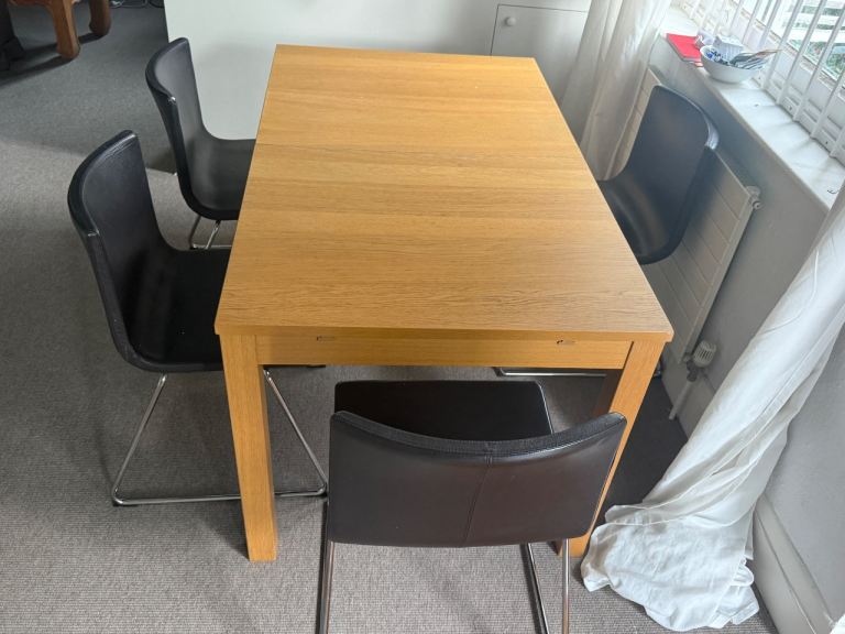 SET OF 4 IKEA BERNHARD Dining Chairs - Black Leather