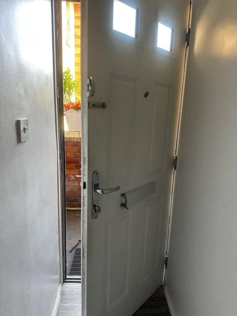 Black External Front Door with Letterbox – Good Condition