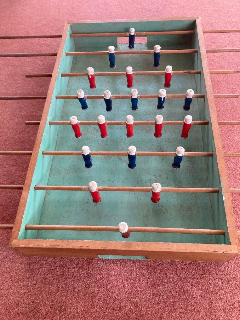 Vintgage Handmade Hardwood Table-Top Football Game + 6 balls