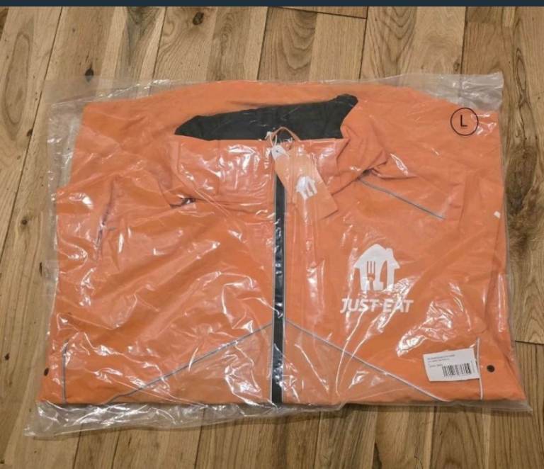 JUST EAT Waterproof Delivery Jacket – Size Large, New
