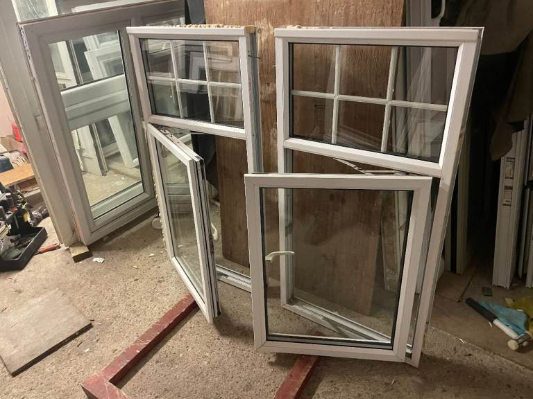 H 126.5 x W 66 cm - MATCHING PAIR - £80 EACH - MODERN ALUMINIUM DOUBLE GLAZED GEORGIAN WINDOWS